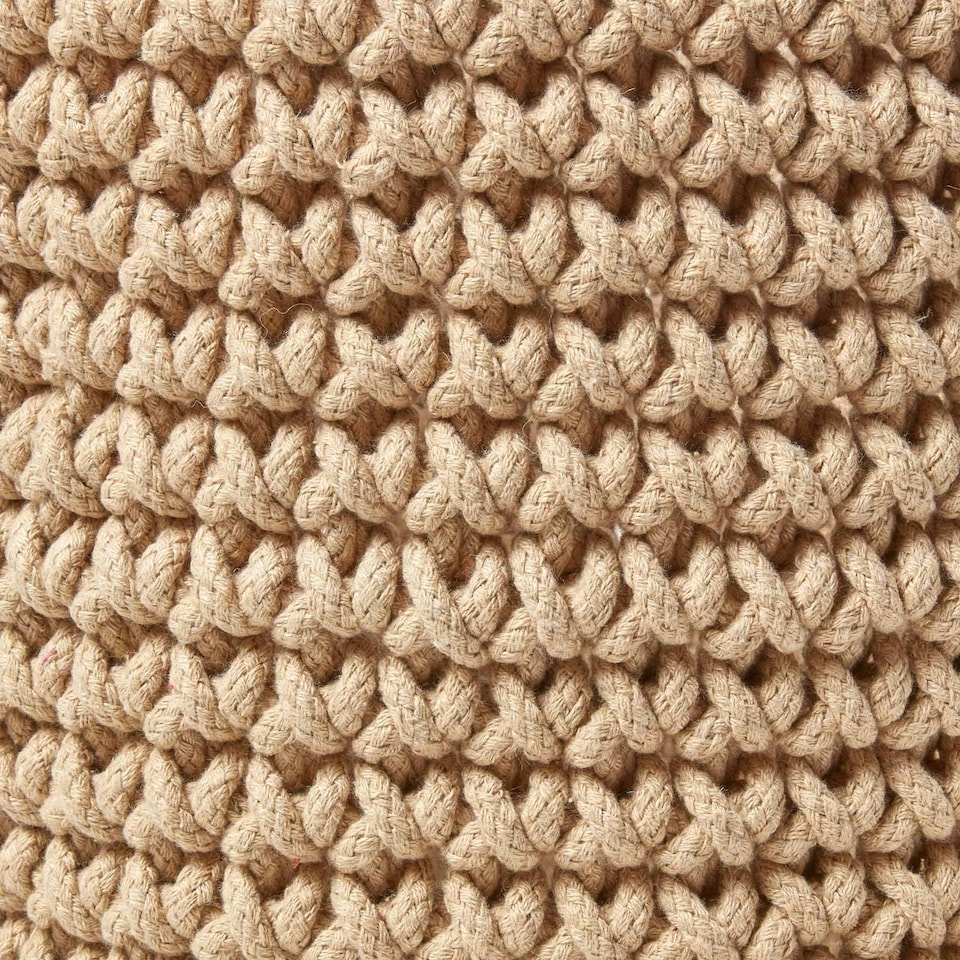 image 1 of Homescapes Linen Cotton Knitted Round Storage Basket - 42 x 37 cm | Cream | Linen