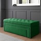 image 1 of 90cm Duke Ottoman Storage Box -Upholstered Blanket Box - Forest Green Plush Velvet Multifunctional Storage Box