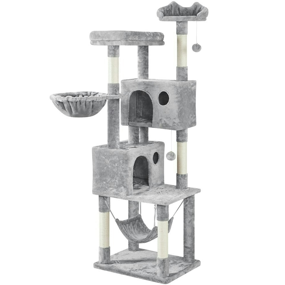 image 1 of Yaheetech 185 cm Tall Large Plush Cat Tower Light Grey