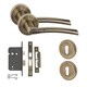 image 1 of Golden Grace Indiana Design Door Handle Set in Antique Brass with Escutcheon and Mortise Lock Bronze