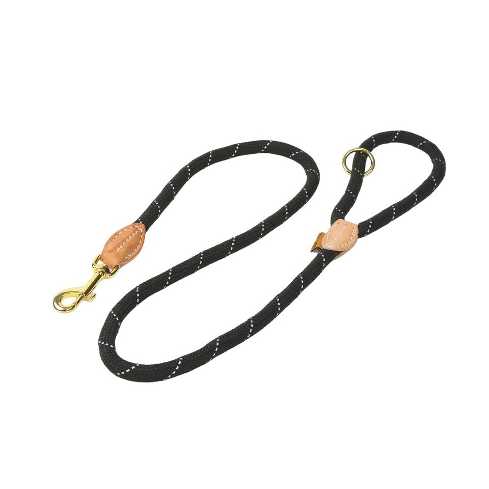 Digby & Fox Reflective Leather Trim Training Dog Lead - Black - One Size
