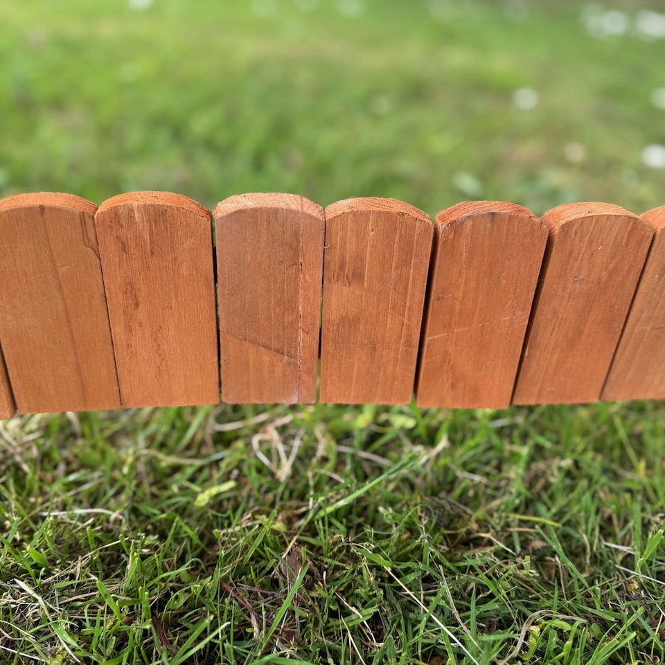 image 1 of Wooden Log Roll Style Garden Lawn Edging (70cm x 10cm) - 3 Panels
