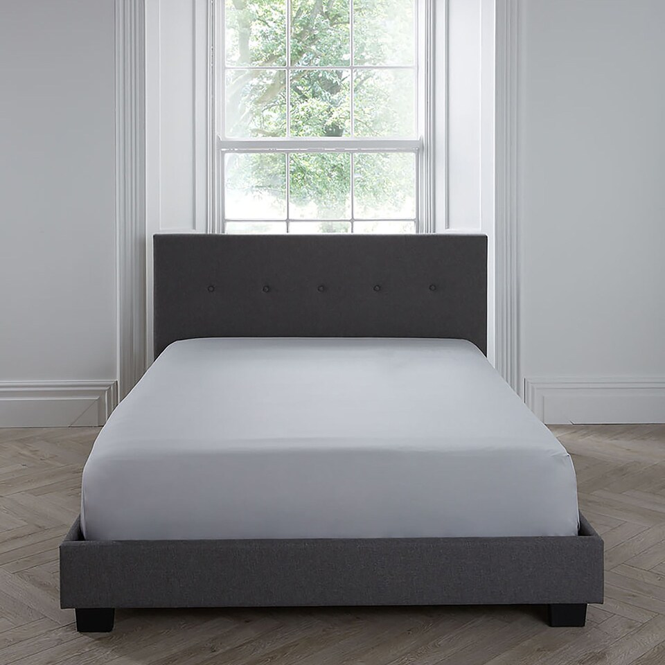 image 1 of Serene Plain Dyed Fitted Bed Sheet Silver