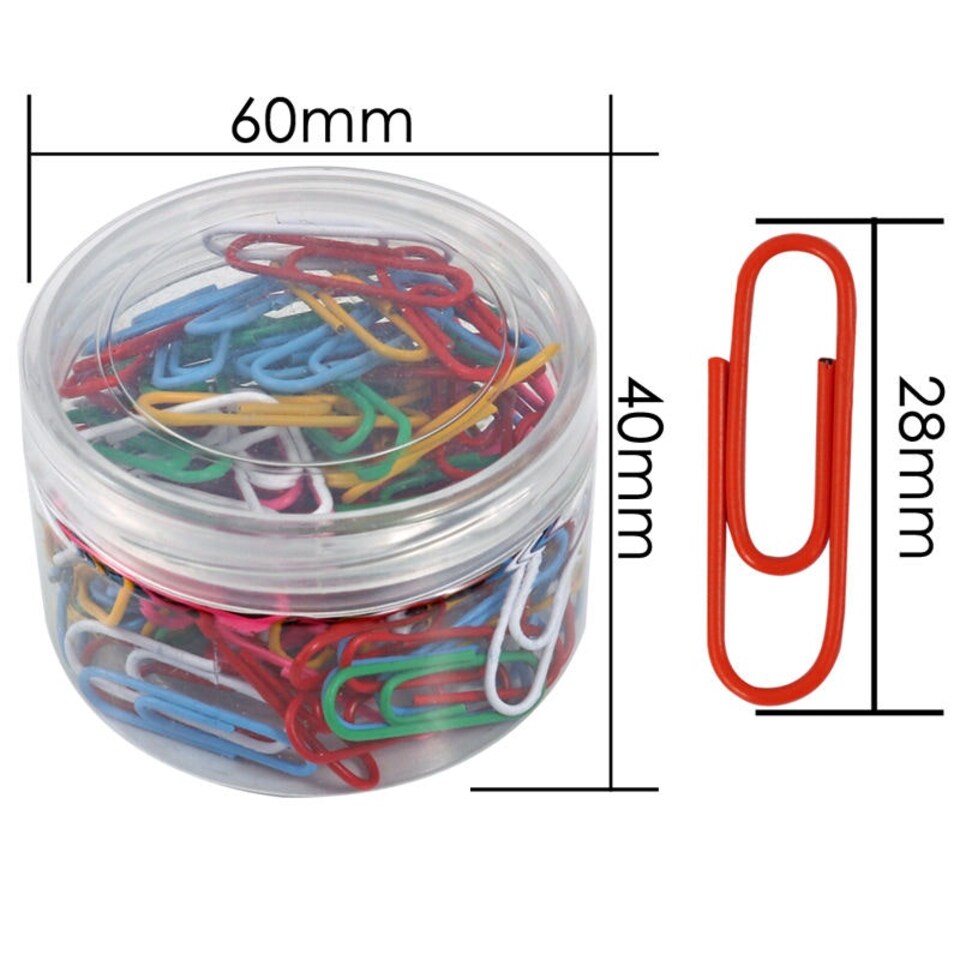 image 1 of Tub of 120 Vinyl Coated Paper Clips 28mm