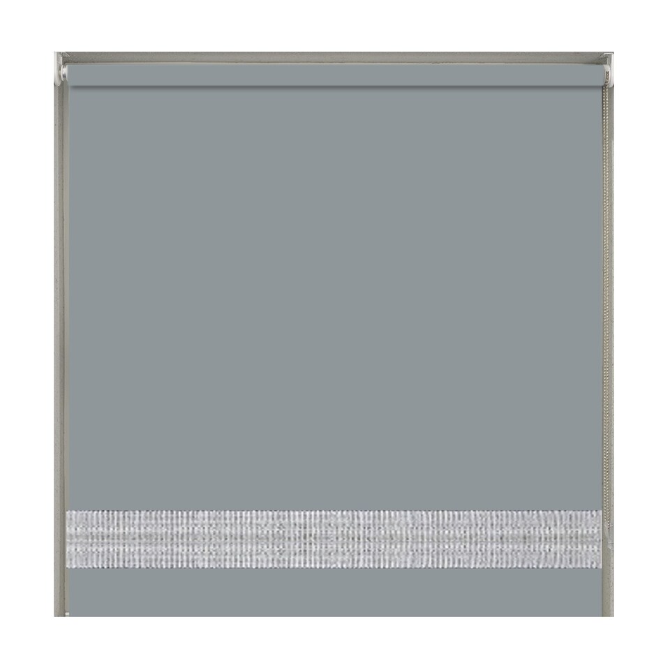 image 1 of 130cm Light Grey Straight Diamante Edge Border Roller Blind | Grey | Grey