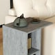 image 8 of C-Shape End Table Unique Storage Unit w/ 2 Shelves 4 Wheels Home Office Grey