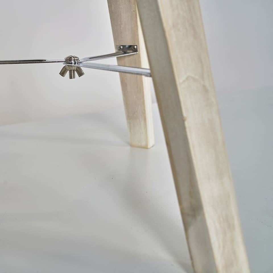 image 1 of ValueLights Clipper Light Wood Tripod Table Lamp White Shade and Bulb