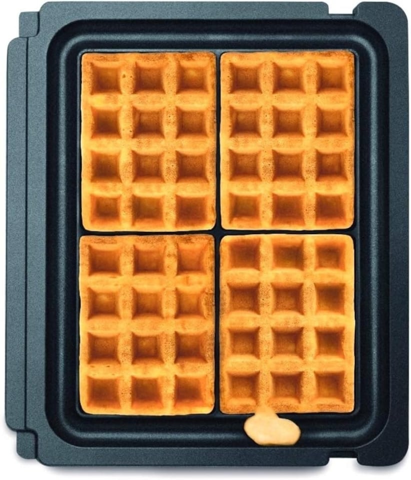 image 1 of Sage The No-mess Waffle Plates, Quick Release Non-Stick Waffle Plates for The BBQ & Press Grill SGR700, Black