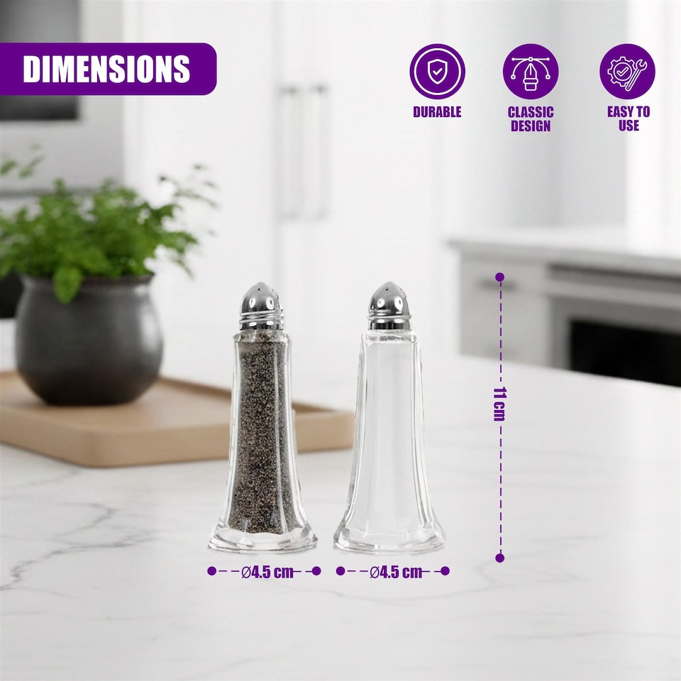 image 1 of GEEZY Salt And Pepper Shakers Set Clear Glass 6 Pieces