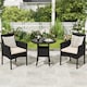 image 3 of Yaheetech 3-Piece Rattan Furniture Set, Woven PE Rattan Chairs & 1 Tempered-Glass Side Table-Black&Beige | Multi | Black/Beige