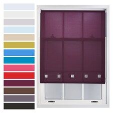 FURNISHED Roller Blinds with Square Eyelets and Metal Fittings Made to Measure Sheer Window Blind | Purple | Aubergine | (W) 120cm x (L) 210cm