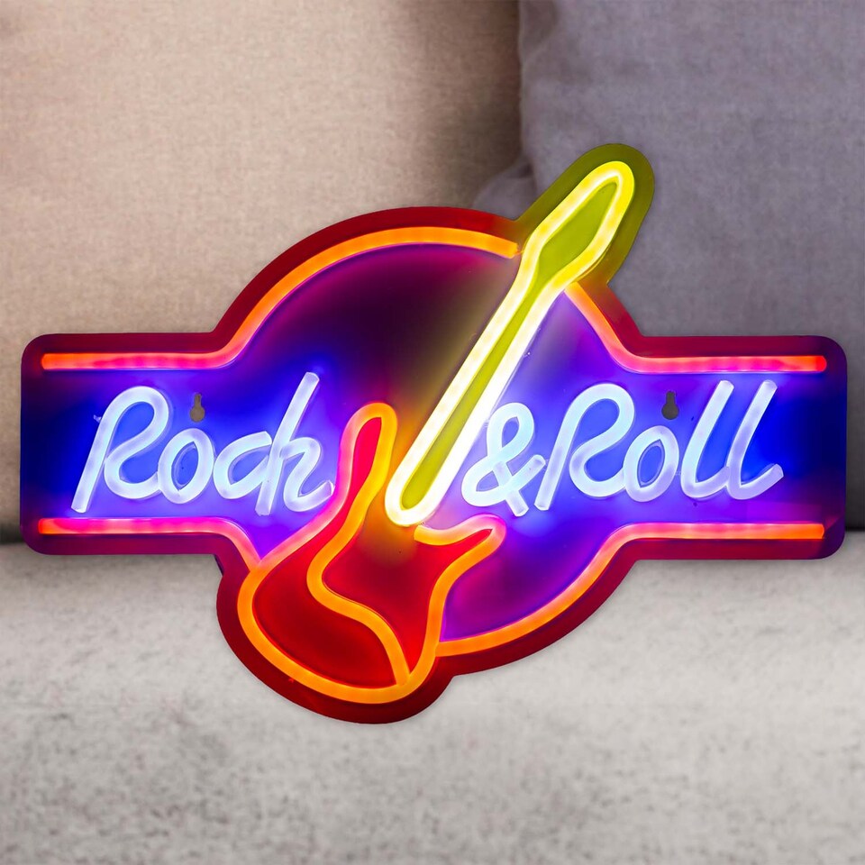 image 1 of vfm-estore Rock & Roll Neon Light USB Powered Multi-coloured 30cm x 40cm