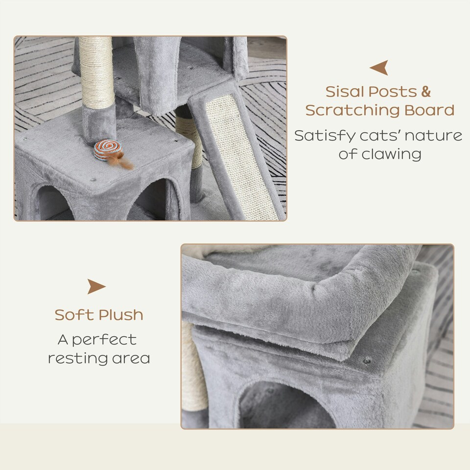 image 1 of PawHut Cat Tree 83cm Indoor Cat Scratching Post Kitten Tower, Dark Grey