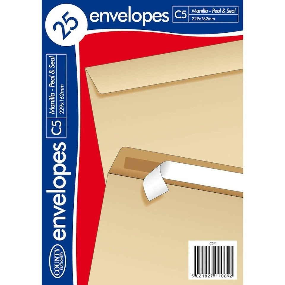 image 1 of Pack of 25 C5 Peel & Seal Manilla Envelopes