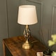 image 3 of ValueLights Memphis Pair of Antique Brass Twist Table Lamps with a Fabric Lampshade Bedside Light
