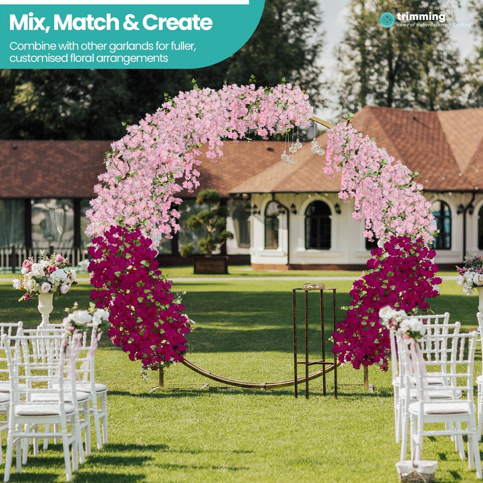 image 1 of 180cm Cherry Blossom Flower Garland, 144 Blooms with No Wire Hanging Flowers
