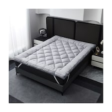Ezysleep 2 Inch Luxurious Shredded Memory Foam Mattress Topper - Soft Microfibre Cover | Grey | Grey