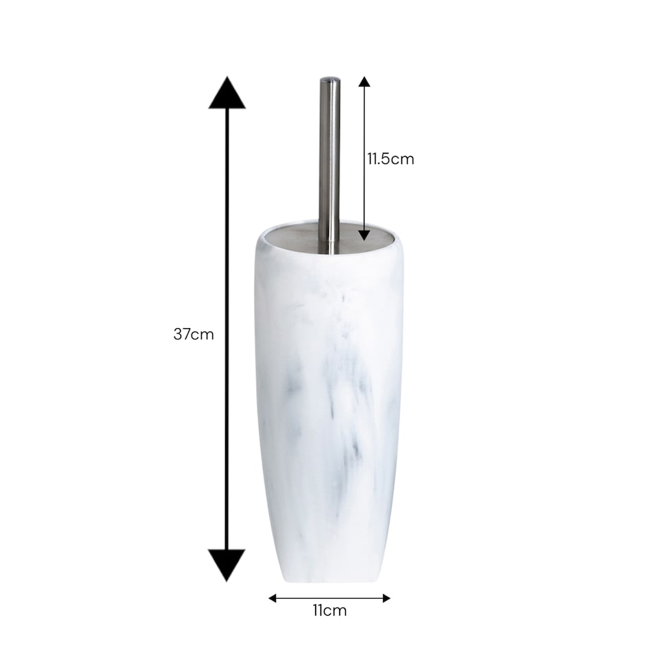 image 1 of Showerdrape Octavia White Marble & Chrome Toilet Brush & Holder | White | 1