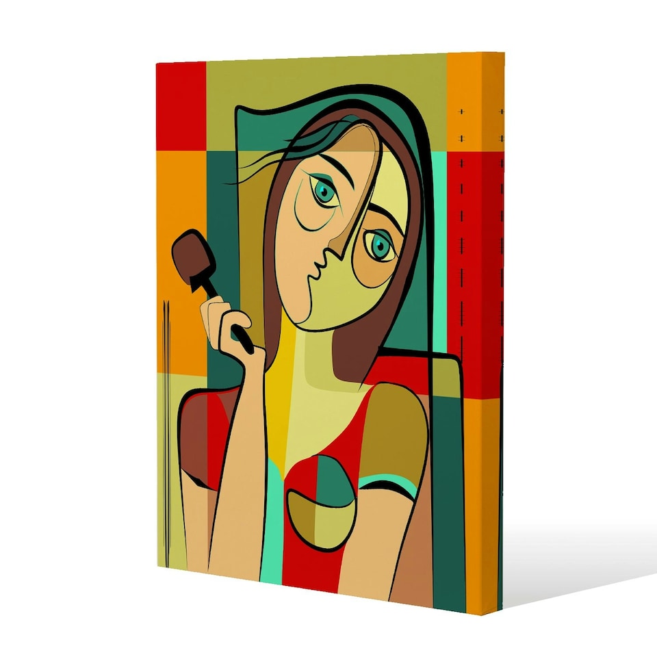 image 1 of woman with chocolate in hand (Canvas Print) 101 x 77 x 4cm