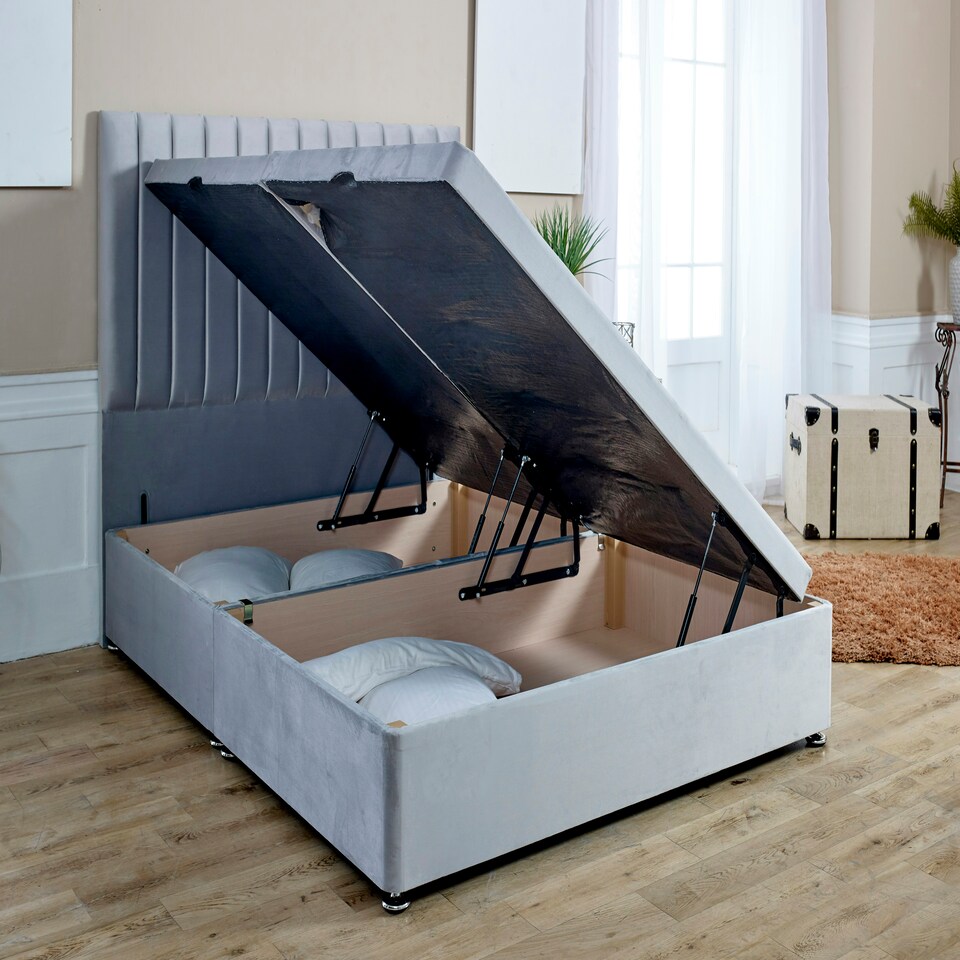 image 1 of Sophia Divan Ottoman Plush Superking Bed Frame - Silver