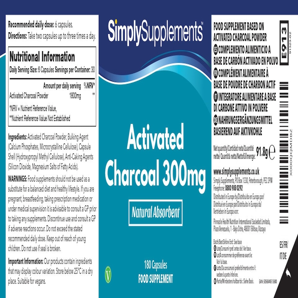 image 1 of Activated Charcoal Capsules 300mg - 180 Capsules