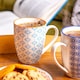 image 5 of Nicola Spring Nicola Spring Hand-Printed Mug - 330ml - Blue - Pack of 6