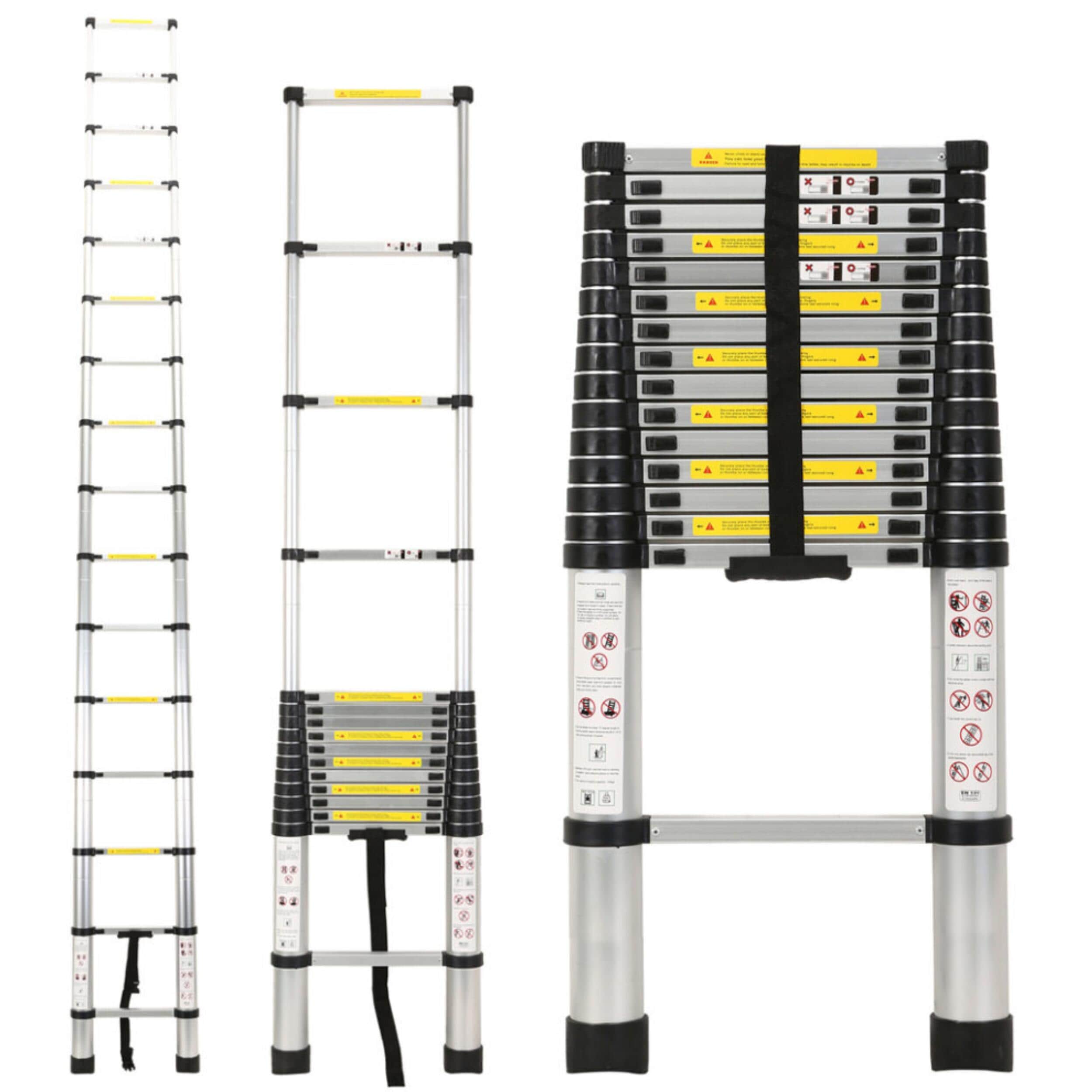 4.7m Telescopic Ladder Multi-Purpose folding Ladders Telescopic Extendable Portable Sturdy Loft Ladder