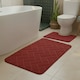image 2 of 2 Piece Block Design Memory Foam Bath Mat Set Soft Absorbent Non-Slip Bathroom | Red