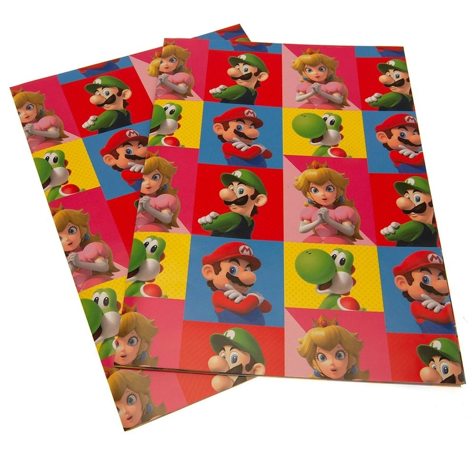 image 1 of Super Mario Characters Gift Wrap (Pack of 4) - Multicoloured - One Size