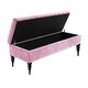 image 2 of 120cm Sierra Striped Ottoman Storage Bench with Black Turned Wooden Legs - Pink Plush Velvet Upholstered Shoes Bench