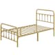 image 1 of Yaheetech Vintage Iron Platform Bed with High Headboard and Footboard-190 cm L x 90 cm W | Gold | Antique Gold | Single | 1