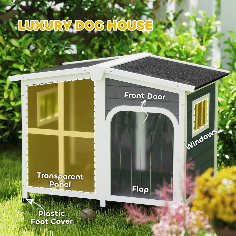 image 1 of PawHut Wooden Dog Kennel, Dog House w/ Removable Floor or Large Dogs 