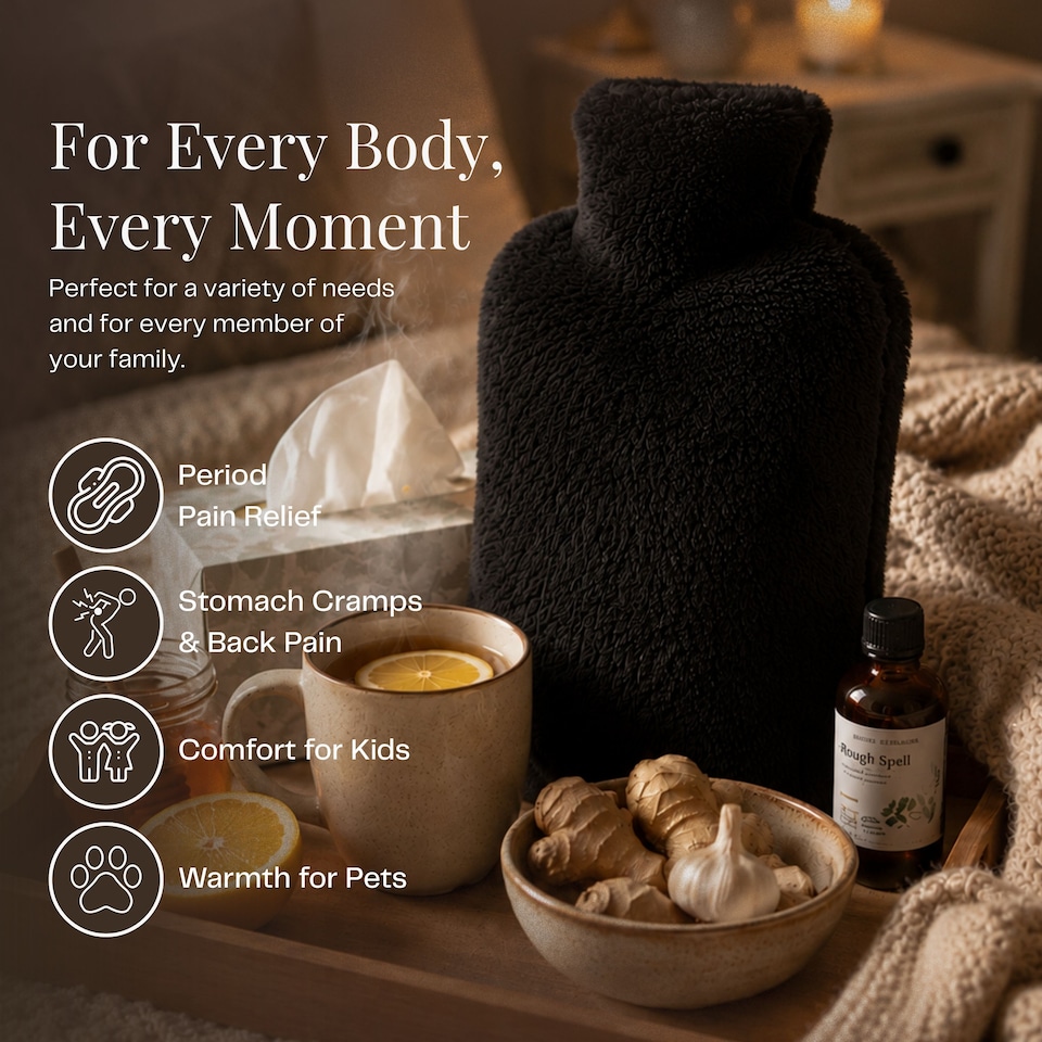 image 1 of 2L Hot Water Bottle - Luxury, Soft and Washable Hot Water Bag for Hot and Cold Compress