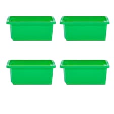 Wham Stack & Store 4 x 16L Plastic Storage Boxes | Green | 4