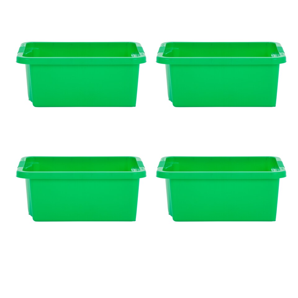 image 1 of Wham Stack & Store 4 x 16L Plastic Storage Boxes | Green | 4
