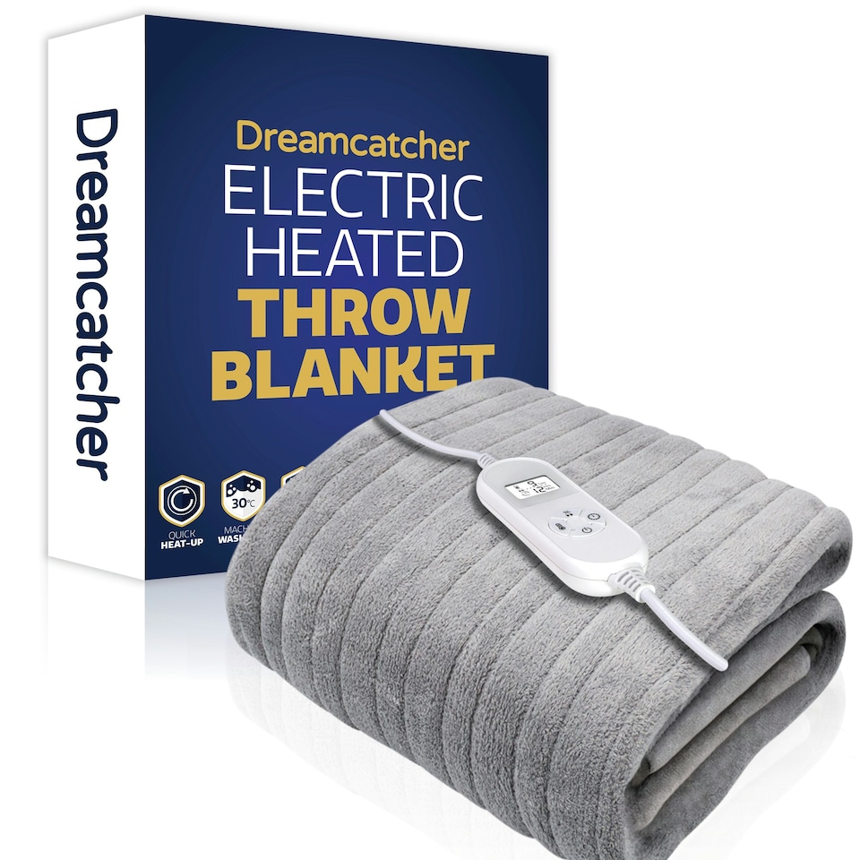 image 1 of Dreamcatcher Silver Soft Microfleece Electric Blanket Heated Throw 160x120cm Silver