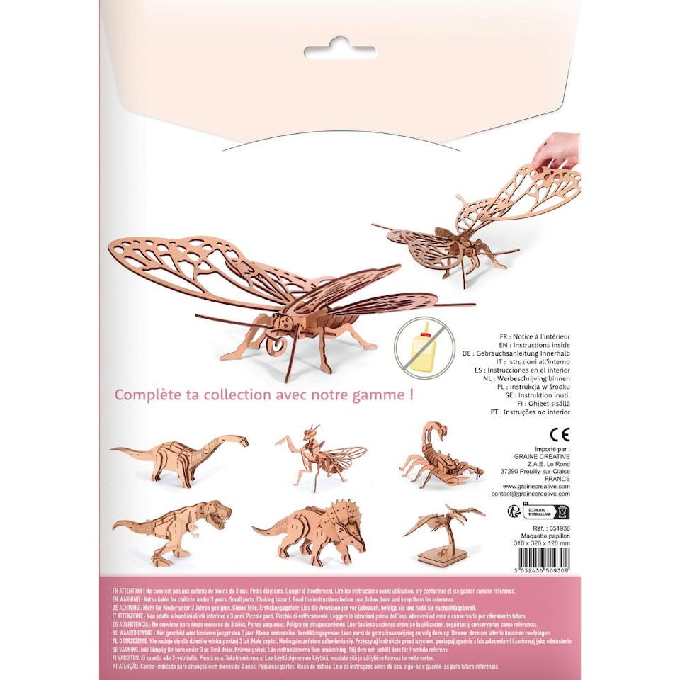 image 1 of 3D Wooden Model Kit Butterfly - Craft Gifts for 8 yrs +