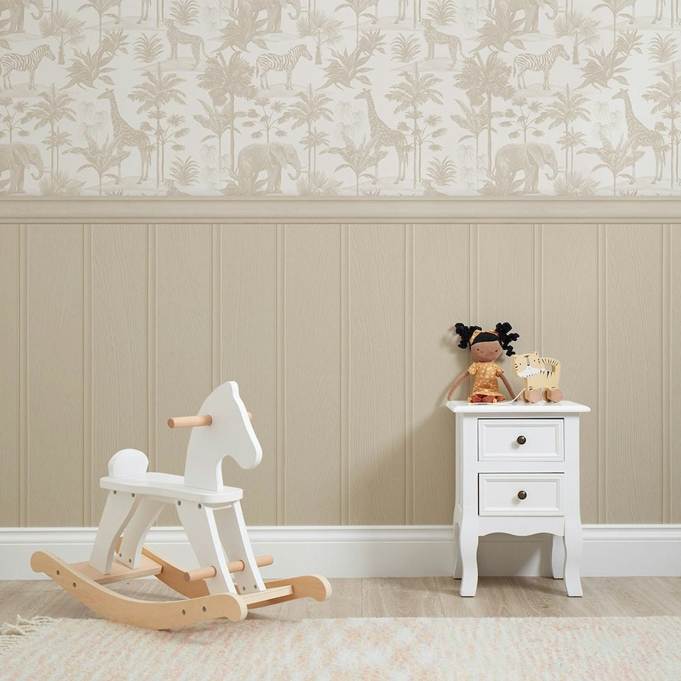image 1 of Vintage Explorer Panel Wallpaper in Neutral with Neutral Panel Multi