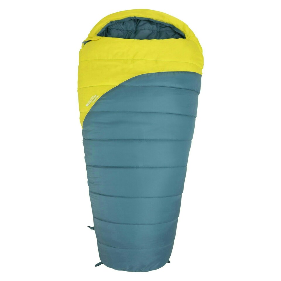 image 1 of Mountain Warehouse Summit 300 Square Sleeping Bag Insulated Two Way Zip Camp Bed Left Handed Zip - Long Length (215cm) Blue | Light Blue