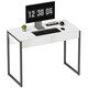 image 1 of HOMCOM High Gloss Computer Desk with 2 Drawers, 100 x 50 cm Home Office Desk for Small Spaces, Modern Study Writing Table with Steel Legs, White and Black