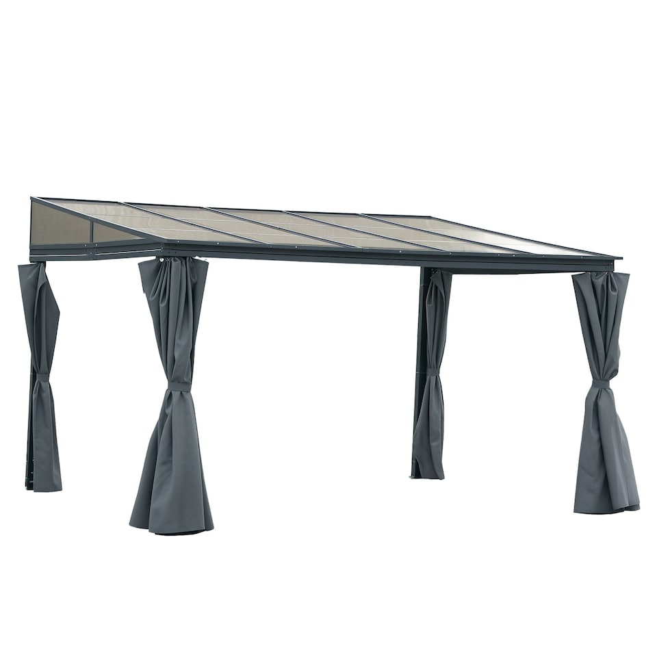 image 1 of Outsunny Outdoor Pergola Gazebo Party Tent Garden Sun Shelter 4 x 3m w/ Curtain