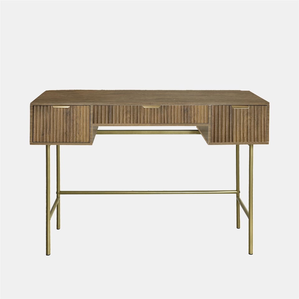 image 1 of OHS Ribbed Dressing Table Vanity Makeup Desk with 3 Drawers