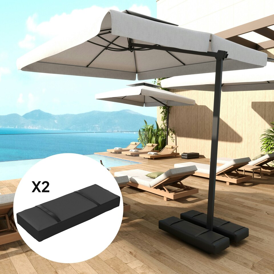 image 1 of Outsunny Parasol Weights Set of 2, Parasol Base Weights Bags, Black