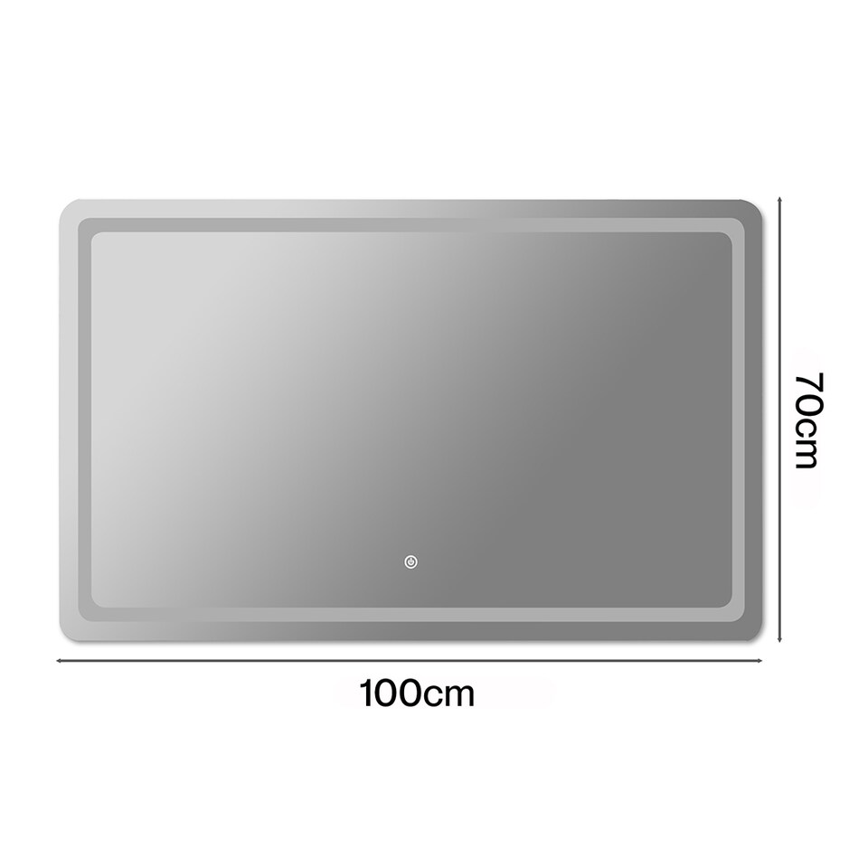 image 1 of Emitto LED Wall Mirror Anti-fog Bathroom Mirrors Makeup Light 100x70cm | White