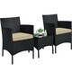 image 1 of Yaheetech Outdoor Wicker Patio Conversation Furniture Set Black/Khaki