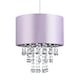 image 1 of Modern Lilac Satin Fabric Pendant Light Shade with Transparent Acrylic Droplets | Purple