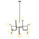 image 4 of Interiors by Premier Black and Chrome 16 Arm Pendant Light, Modern Spherical Glass Ceiling Fixture, Head Design with White Shades