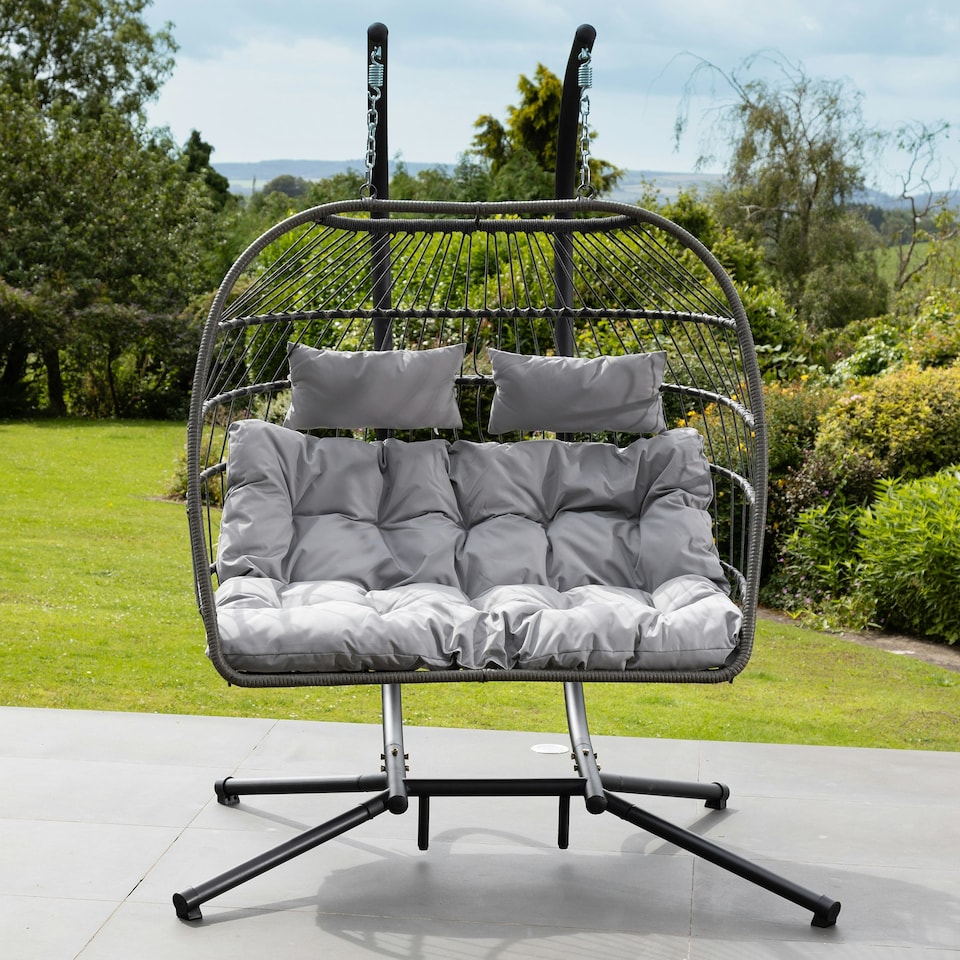 image 1 of Haversham Swinging Double Garden Seat - Light Grey