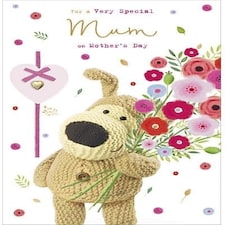 Boofle Holding Large Bouquet Mum Mother's Day Card