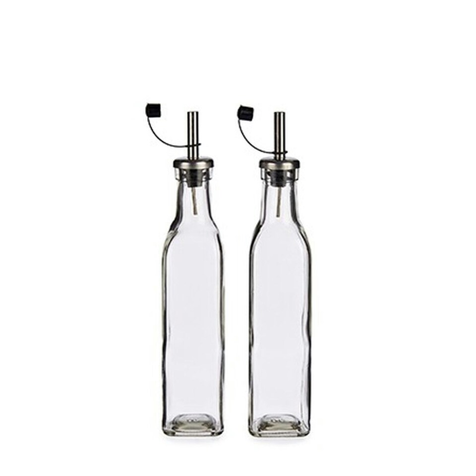 image 1 of Oil and Vinegar Set Vivalto WJ7069-M Transparent Metal Glass Crystal Plastic 300 ml (24 Units) N/A